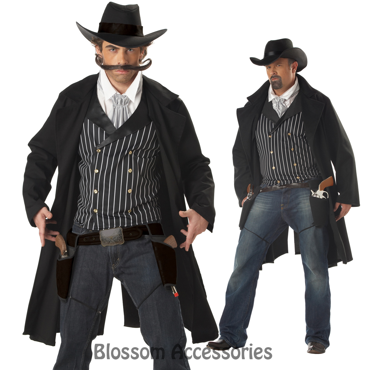 C246 Western Cowboy Gunfighter Gunslinger Fancy Dress Men Adult Costume Ebay 0312